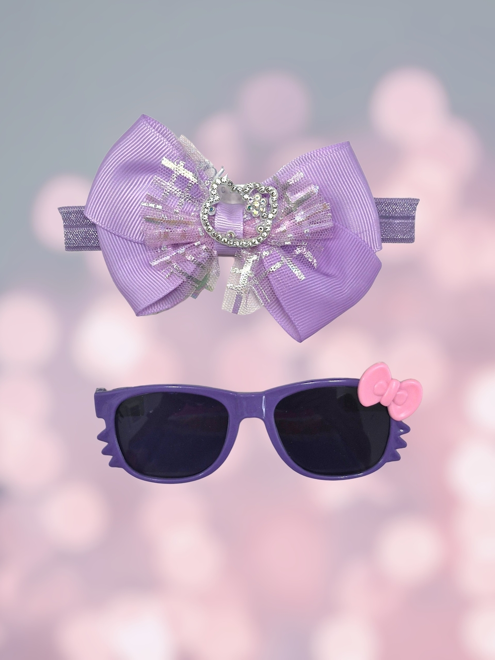 Lavender Grosgrain Bow Headband & Sunglasses Set